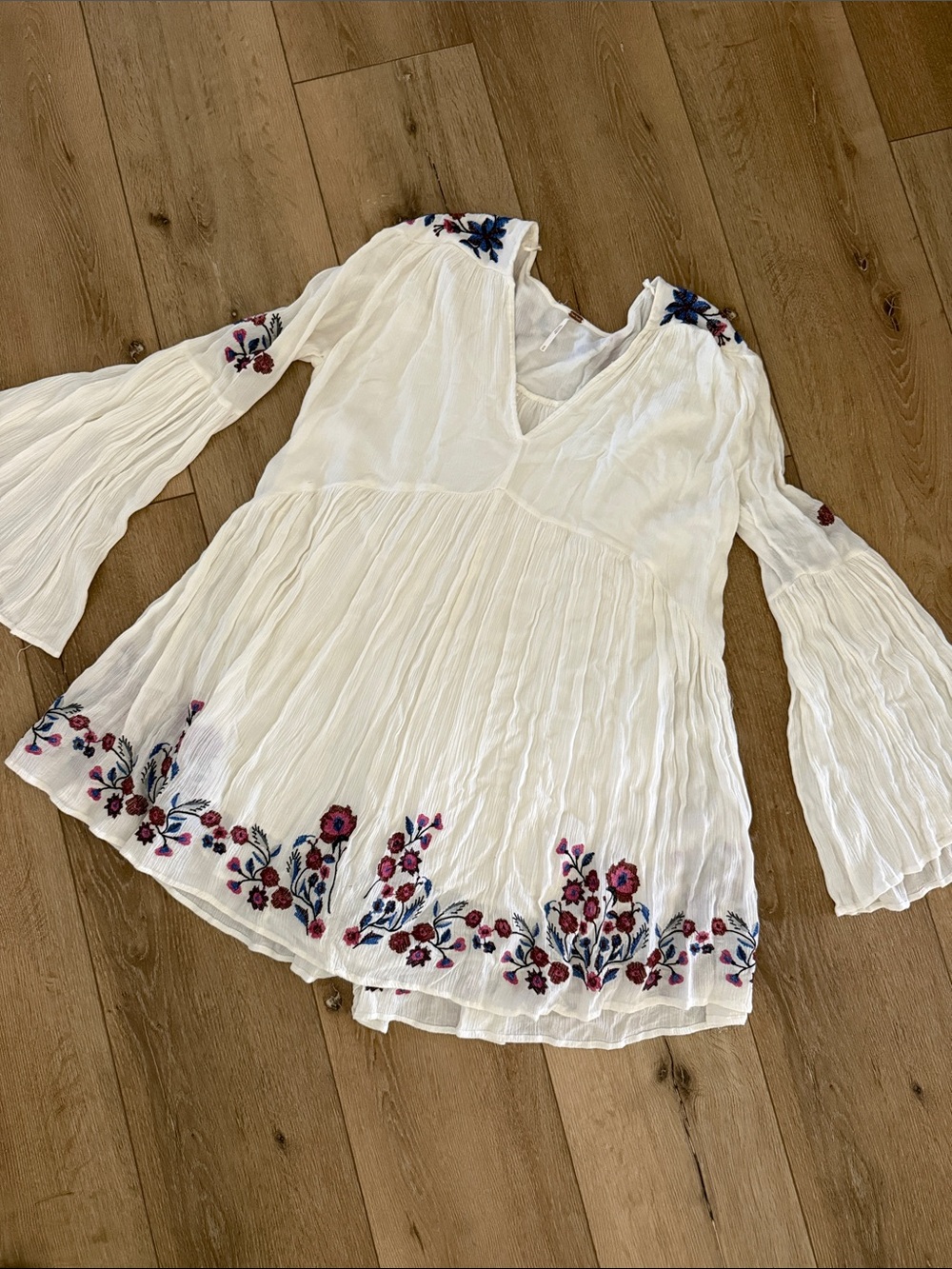 Free People Cream Gauze V-Neck Tunic